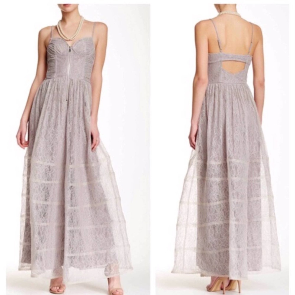 19-Betsey Johnson lace maxi dress, lilac, size 10